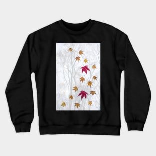 Acer Leaves with Misty Trees Background Crewneck Sweatshirt
